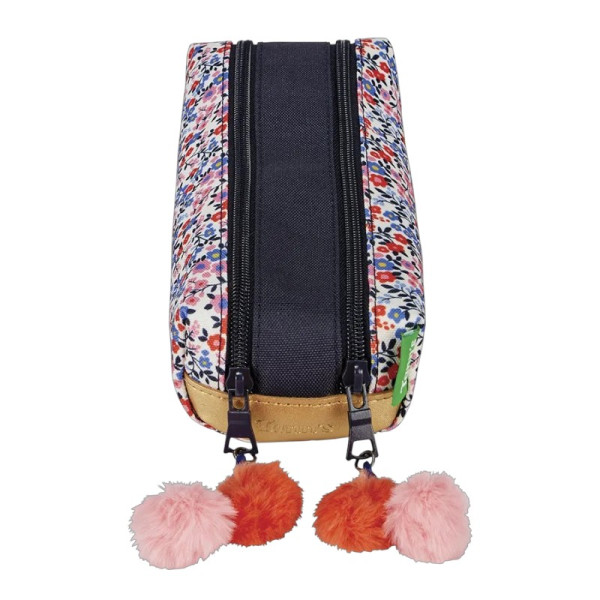 Trousse - Tann's - Motif fleuris - 2 compartiments - Primaire - Collège - Antonia