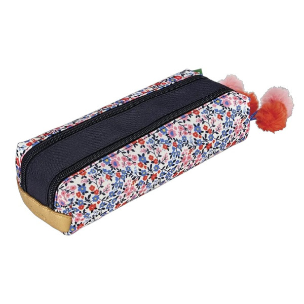 Trousse - Tann's - Motif fleuris - 2 compartiments - Primaire - Collège - Antonia