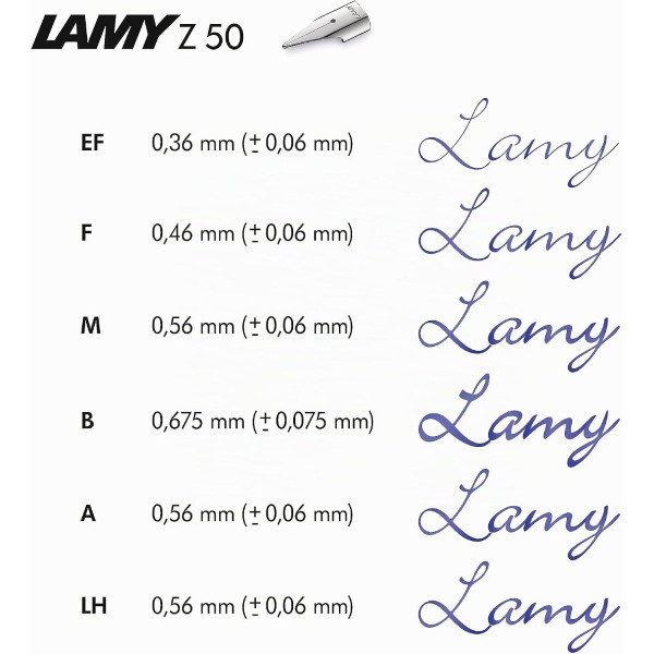 Plume de rechange pour porte-plume ou stylo plume - Métal noir - Z50 LH - Lamy