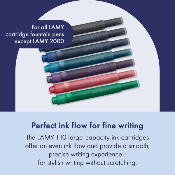 Cartouche d'encre - Bleu/Noir - Grande taille - Compatible stylos LAMY - 5 cartouches