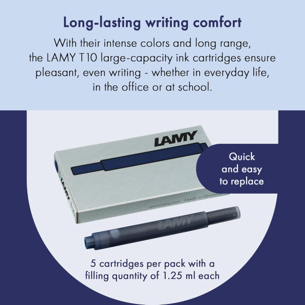Cartouche d'encre - Bleu/Noir - Grande taille - Compatible stylos LAMY - 5 cartouches