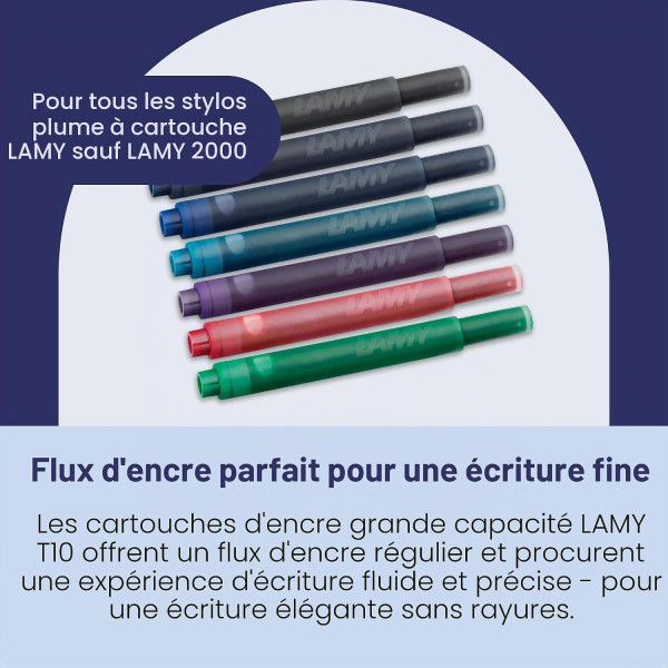 Cartouche d'encre - Bleu turquoise - Grande taille - Compatible stylos LAMY - 5 cartouches