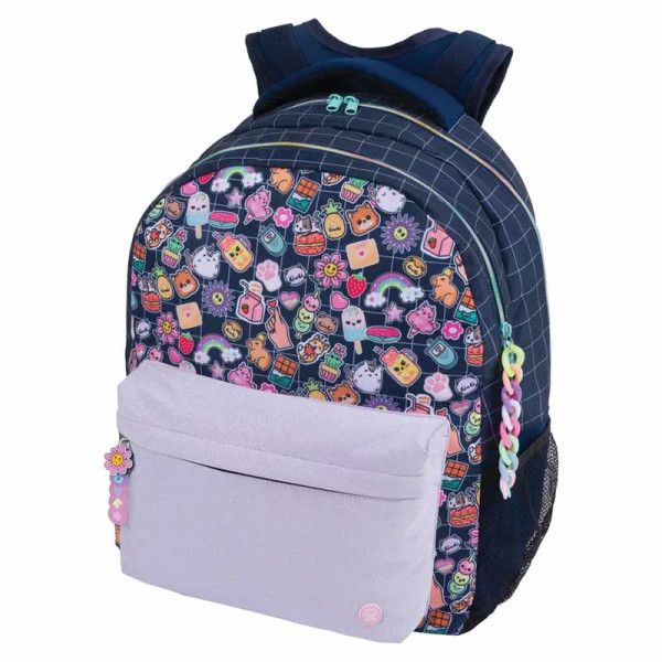 photo-Sac à dos - Primaire - Kawaï - Bleu/Rose - 1 compartiment - 32x41x15cm - Oberthur
