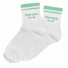 photo-Chaussettes - Femme - Beige avec paillettes avec bandes vertes - Marraine en or - Taille 36/42