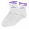 Chaussettes - Femme - Beige avec paillettes avec bandes mauves - Tata d'amour - Taille 36/42