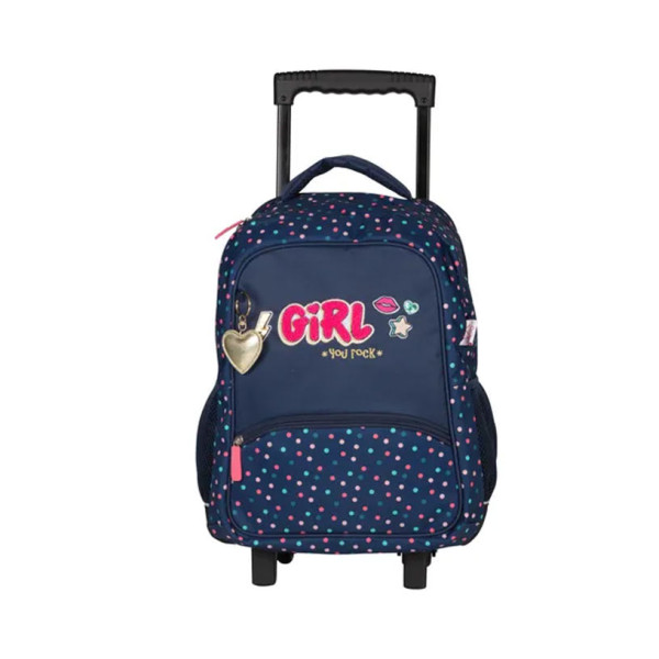 photo-Sac à dos à roulettes - Primaire CE2, CM1 et CM2 - Girl Rock - 42x33x18cm