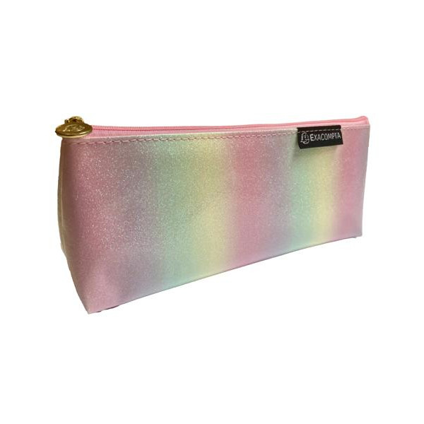 photo-Trousse - Triangle - Couleurs pastels paillettes - 22,5x5,5x10cm - Fermeture zippée - Scolaire