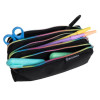 Trousse - Grand format - 3 compartiments - Noir/Arc-en-ciel - 22,5x8x10cm - Scolaire