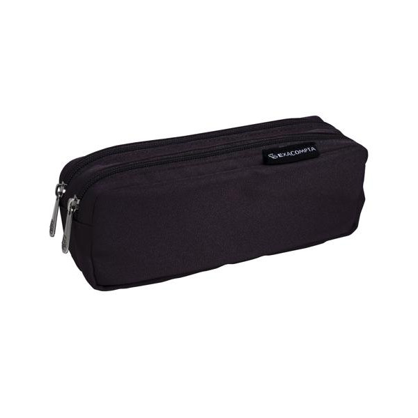 Trousse - Rectangulaire - 2 compartiments - Noir - 22x9x6cm - Fermeture zippée - Scolaire