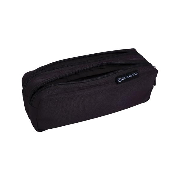 Trousse - Rectangulaire - 2 compartiments - Noir - 22x9x6cm - Fermeture zippée - Scolaire