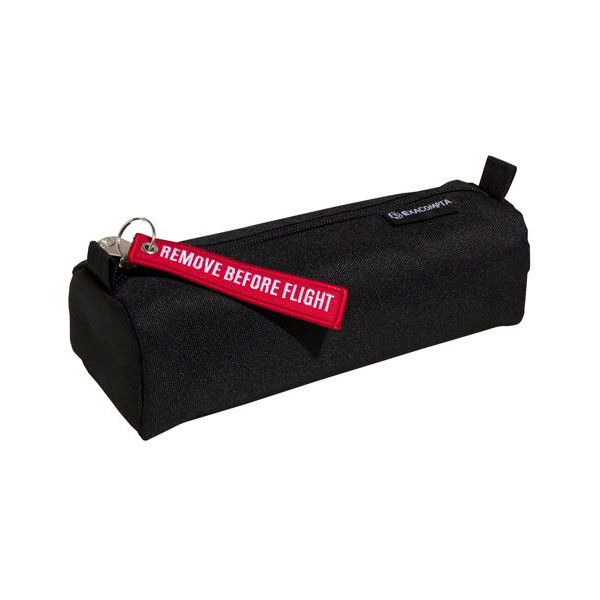 Trousse - Ronde - Noir - Avec porte-clés - Fermeture zippée - 22,5x8x6cm