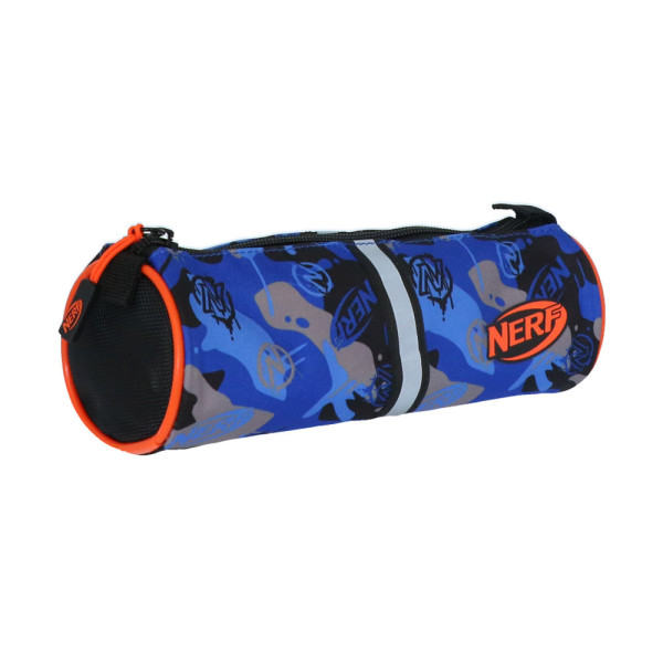 photo-Trousse - Ronde - Bleu/Orange - Nerf - 22x7x7cm - Fermeture zippée - Scolaire