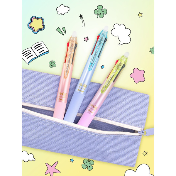 Stylo 4 couleurs - Frixion Ball - Encre gel effaçable - Pointe fine - Corps dégradé rose