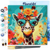 photo-Peinture par numéro - Modèle Girafe - 20x20cm - Toile tendue + pinceaux + peinture - Débutant - Figured'Art