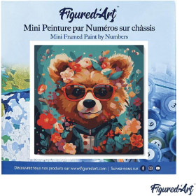 Peinture par numéro - Modèle Ourson - 20x20cm - Toile tendue + pinceaux + peinture - Débutant - Figured'Art