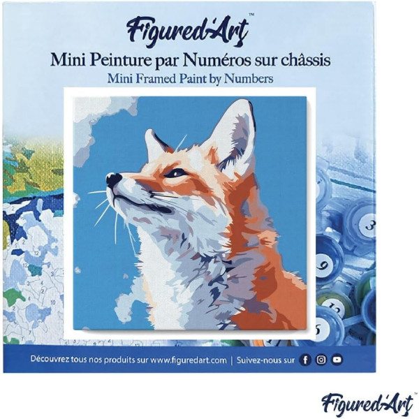 Peinture par numéro - Modèle renard - 20x20cm - Toile tendue + pinceaux + peinture - Débutant - Figured'Art