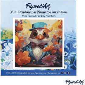 Peinture par numéro - Modèle Oiseau - 20x20cm - Toile tendue + pinceaux + peinture - Débutant - Figured'Art