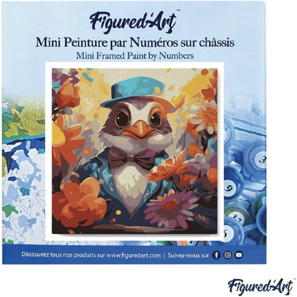 Peinture par numéro - Modèle Oiseau - 20x20cm - Toile tendue + pinceaux + peinture - Débutant - Figured'Art