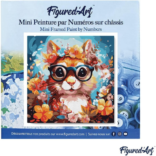 Peinture par numéro - Modèle Ecureuil - 20x20cm - Toile tendue + pinceaux + peinture - Débutant - Figured'Art