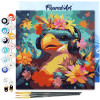 photo-Peinture par numéro - Modèle Oiseau fantaisie - 20x20cm - Toile tendue + pinceaux + peinture - Débutant - Figured'Art