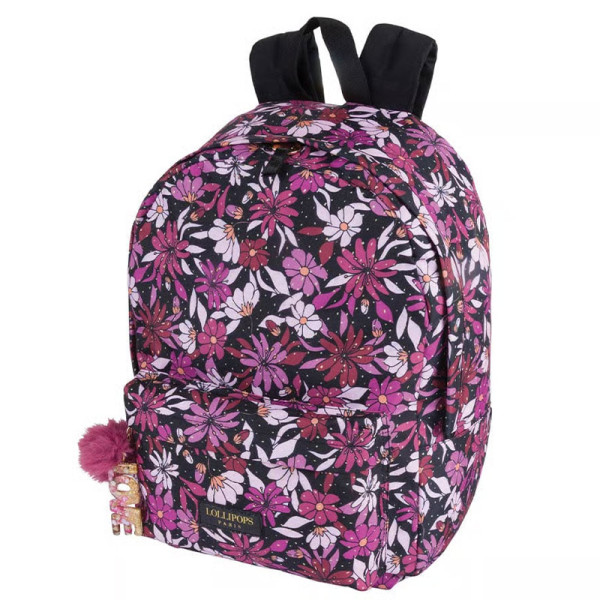 photo-Sac à dos - Primaire - Collège - Noir/Rose - 1 compartiment - 32x24x43cm - Lollipops