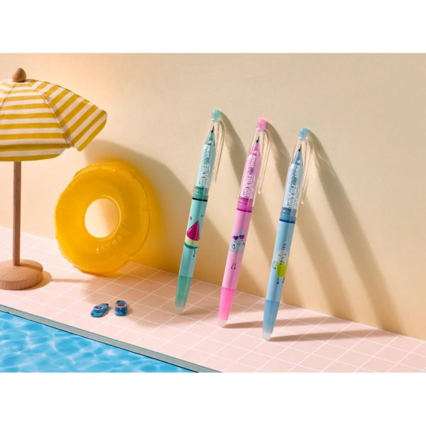 Stylo - Roller gel - Effaçable - Encre noire - FriXion Ball - Pointe moyenne 0.7 - Pool Party