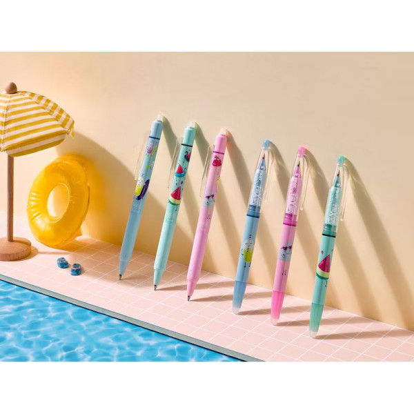 Stylos - Roller gel - Effaçable - FriXion Ball - Pointe moyenne 0.7 - Pool Party - 6 couleurs