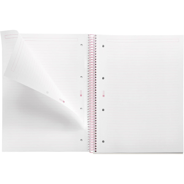 Cahier - A4 - Spirales - Lignées - Perforées - 80 feuilles - Couverture rigide - Miquelrius