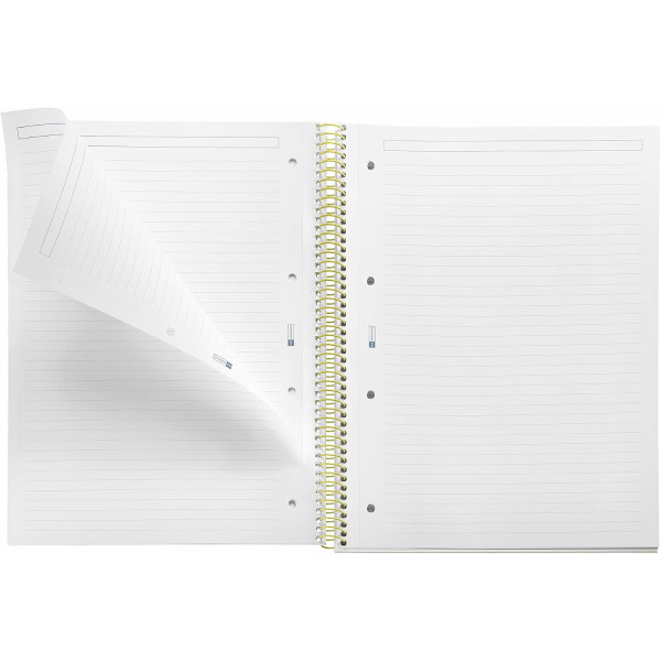 Cahier - A4 - Spirales - Lignées - Perforées - 80 feuilles - Couverture rigide - Miquelrius