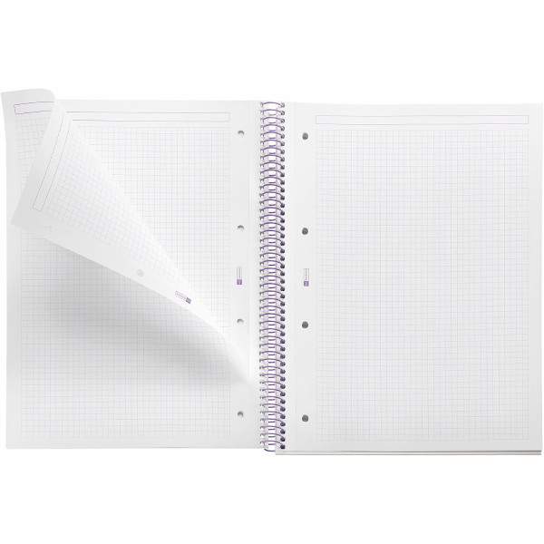 Cahier - A4 - Spirales - Petits carreaux - Perforées - 80 feuilles - Couverture rigide - Miquelrius