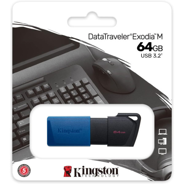 Clé USB - 64 GB - Avec capuchon de protection - USB 3.2 - Fichiers, images, vidéos