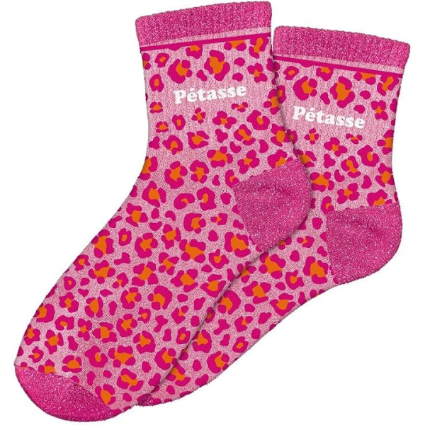 photo-Chaussettes - Femme - Motif léopard avec paillettes - Pétasse - Taille 36/42 - Humour - Cadeau
