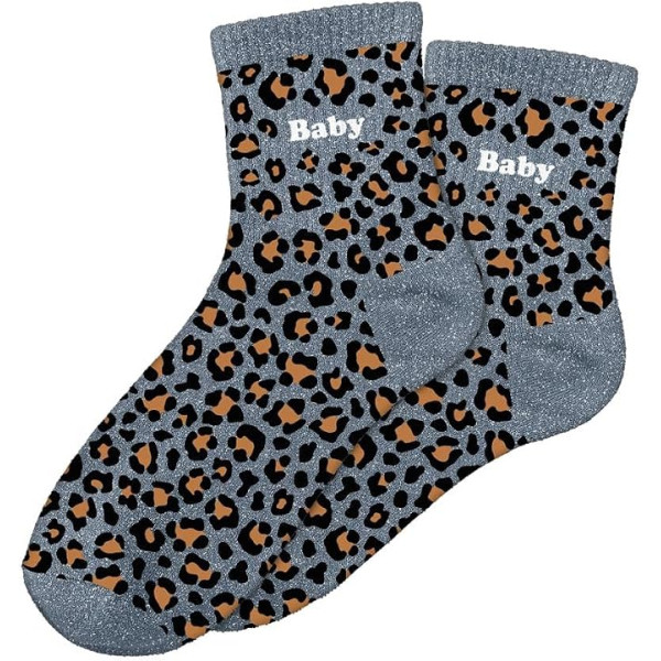 photo-Chaussettes - Femme - Motif léopard avec paillettes - Baby - Taille 36/42 - Humour - Cadeau