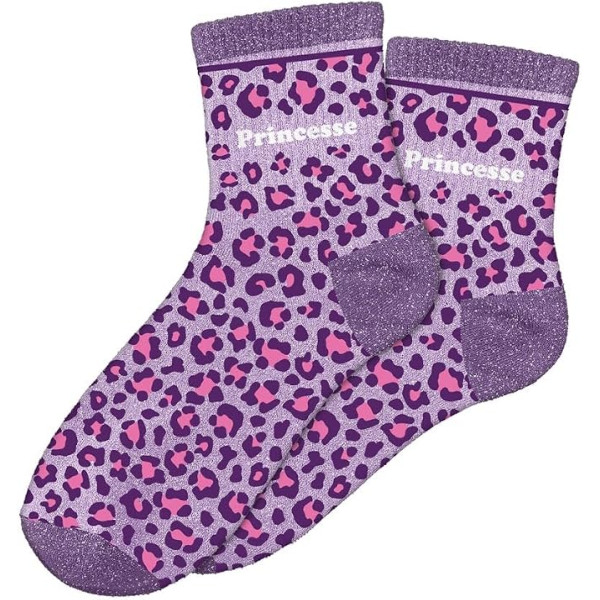 photo-Chaussettes - Femme - Motif léopard avec paillettes - Princesse - Taille 36/42 - Humour - Cadeau