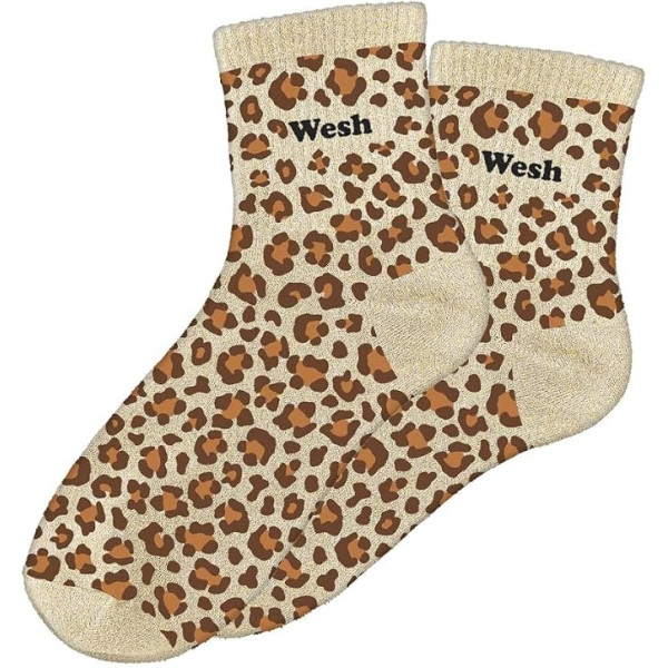 photo-Chaussettes - Femme - Motif léopard avec paillettes - Wesh - Taille 36/42 - Humour - Cadeau