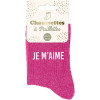 photo-Chaussettes - Femme - Rose avec paillettes - Je m'aime - Taille 36/42 - Humour - Cadeau