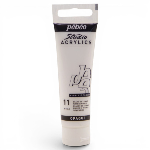 photo-Peinture acrylique - Blanc de titane - 11 - Pébéo Studio Acrylics - Tube 30ml