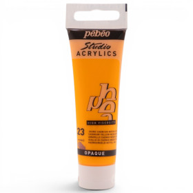 photo-Peinture acrylique - Jaune cadmium moyen - 23 - Pébéo Studio Acrylics - Tube 30ml