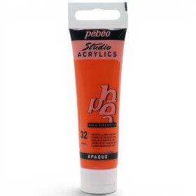photo-Peinture acrylique - Orange cadmium - 32 - Pébéo Studio Acrylics - Tube 30ml