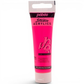 photo-Peinture acrylique - Rose fluo - 371 - Pébéo Studio Acrylics - Tube 30ml