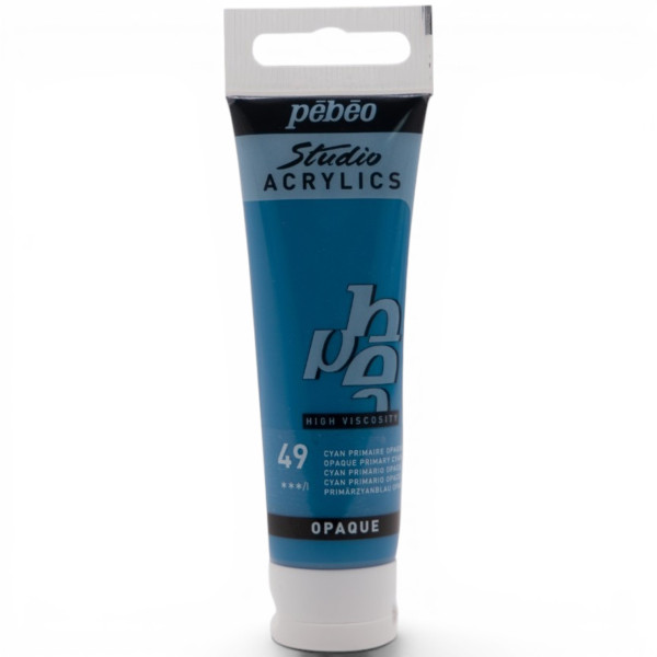photo-Peinture acrylique - Cyan primaire - 49 - Pébéo Studio Acrylics - Tube 30ml