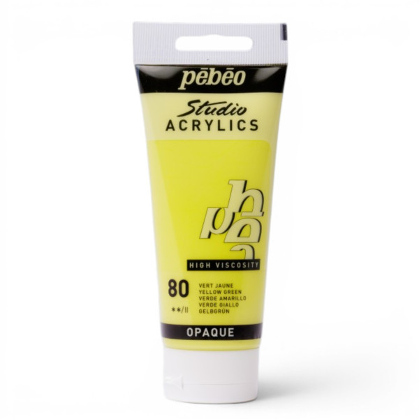 photo-Tube de peinture acrylique - Vert jaune - Pébéo - Studio - 100 ml