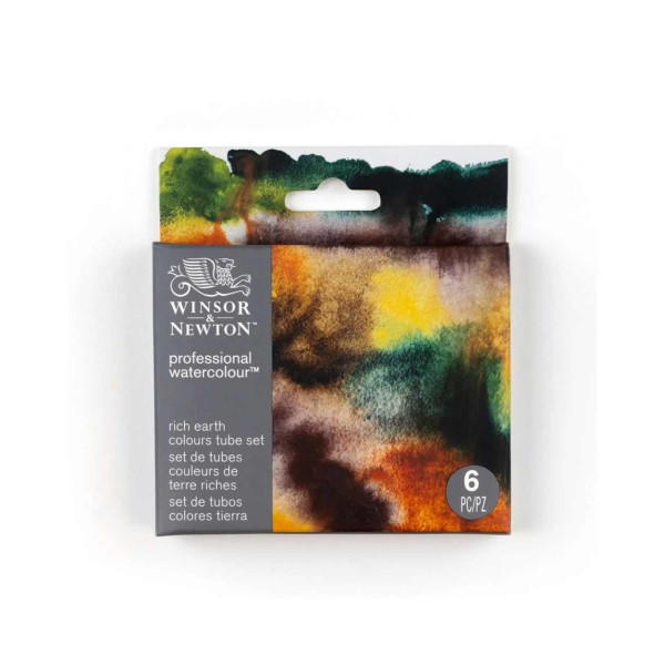 photo-Peinture aquarelle - 5 couleurs terre riches - Winsor et Newton - 6 tubes de 5ml
