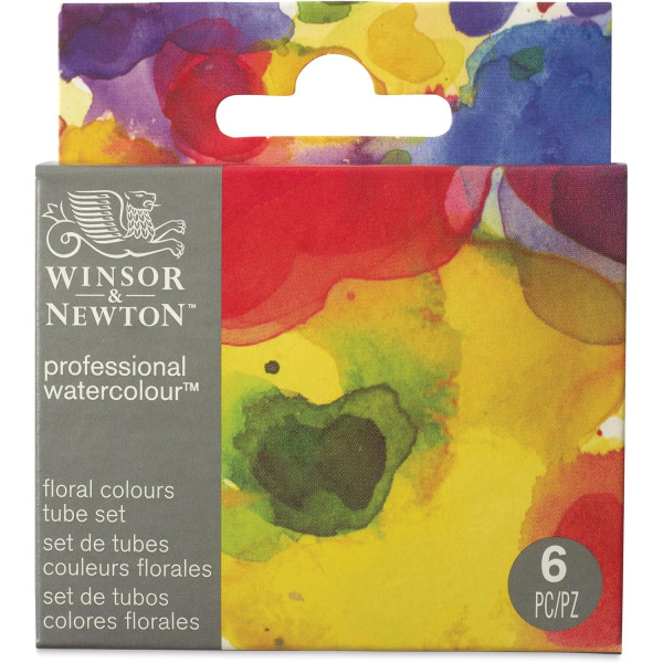 photo-Peinture aquarelle - 6 couleurs florales - Winsor et Newton - 6 tubes de 5ml