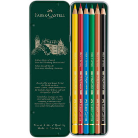 Crayons de couleur - Faber-Castell - Polychromos - 6 couleurs - Boite métal