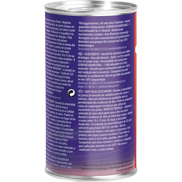 Additif - Stop fuite - Huile moteur - Répare, protège et préserve - Essence - Diesel - Wynns