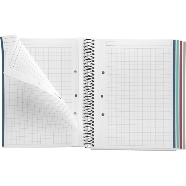 Cahier - A5 - Spirales - Petits carreaux - Perforées - 100 feuilles - Couverture rigide - Miquelrius