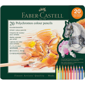 photo-Crayons de couleur - Faber-Castell - Polychromos - 20 teintes - Boite métal
