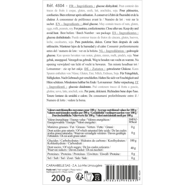 Sirop de glucose déshydraté - Pâtisserie et glaces - ScrapCooking - 200 g