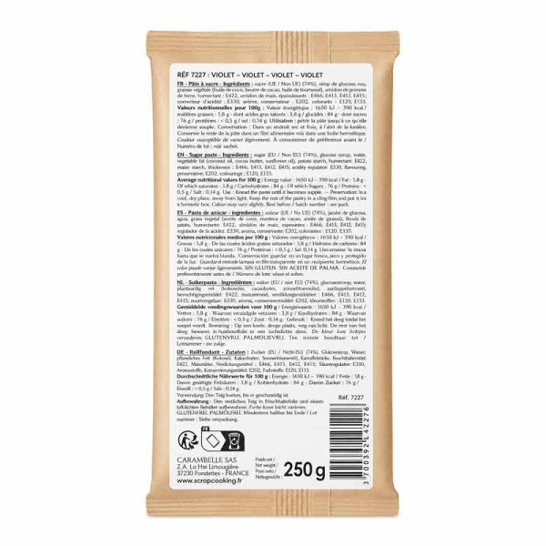 Pâte à sucre violette - Cake design et décoration gâteau - ScrapCooking - 250g